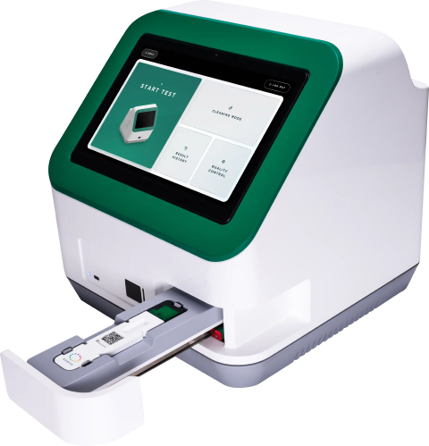 Serox reader with a test cartridge inserted